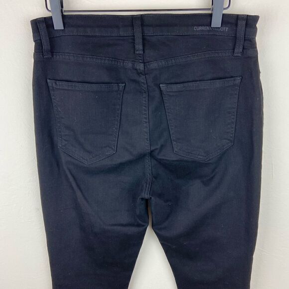 Current/Elliott Super High-Rise Stiletto Raw Hem Black Jeans - Picture 7 of 8